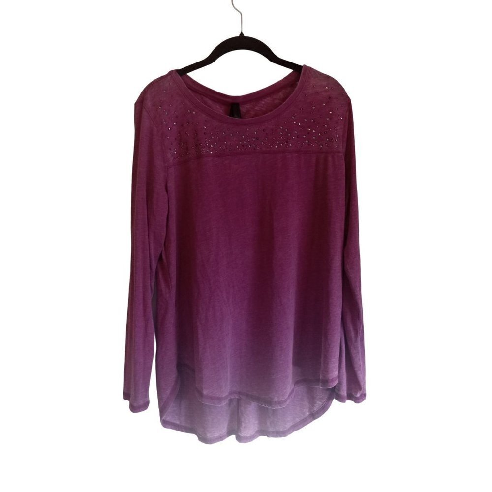 NWT Seven dark purple fuchsia rhinestone long sleeve top
